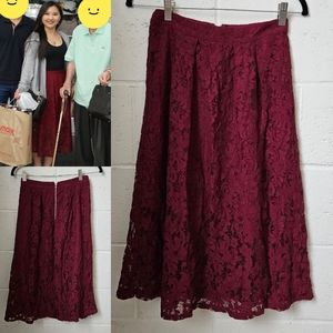 Forever 21 - Maroon Lace Midi Skirt